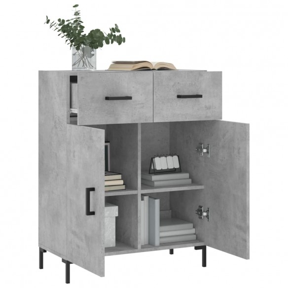 Buffet gris béton 69,5x34x90 cm bois d'ingénierie