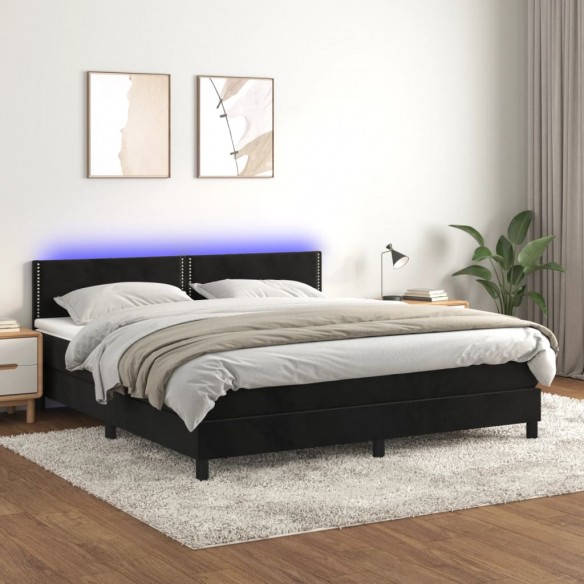 Cadre de lit avec matelas LED Noir 160x200 cm