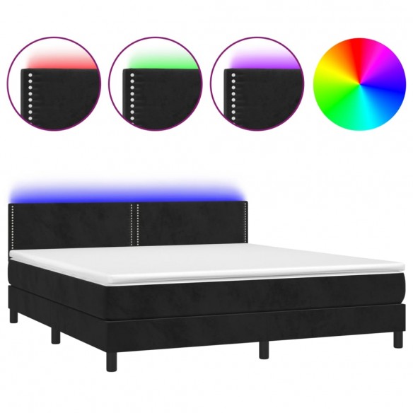 Cadre de lit avec matelas LED Noir 160x200 cm