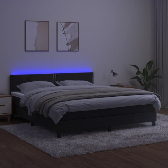 Cadre de lit avec matelas LED Noir 160x200 cm