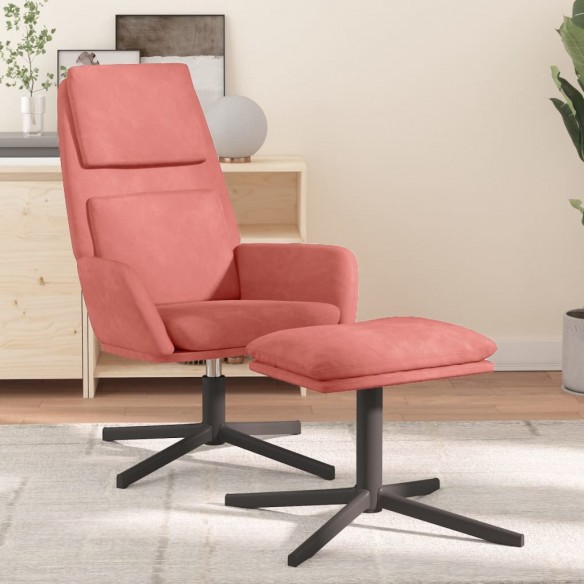 Chaise de relaxation avec tabouret Rose Velours