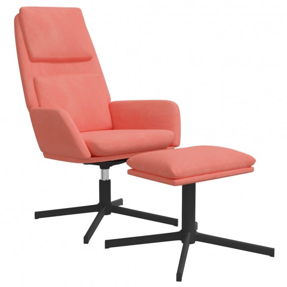 Chaise de relaxation avec tabouret Rose Velours