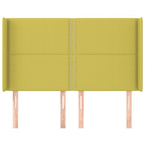 Tête de lit avec oreilles Vert 147x16x118/128 cm Tissu