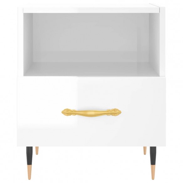 Tables de chevet 2 pcs blanc brillant 40x35x47,5 cm