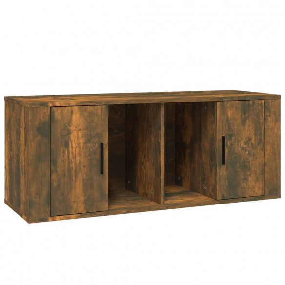 Meuble TV Chêne fumé 100x35x40 cm Bois d'ingénierie