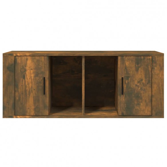 Meuble TV Chêne fumé 100x35x40 cm Bois d'ingénierie