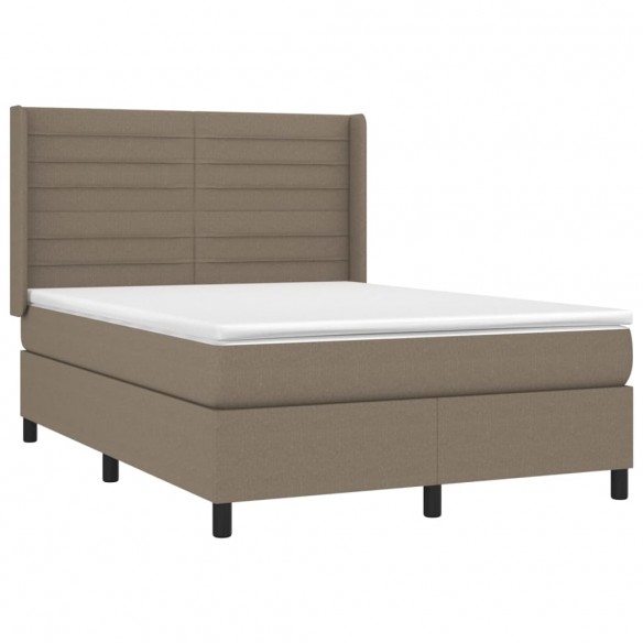 Cadre de lit matelas et LED Taupe 140x200 cm Tissu