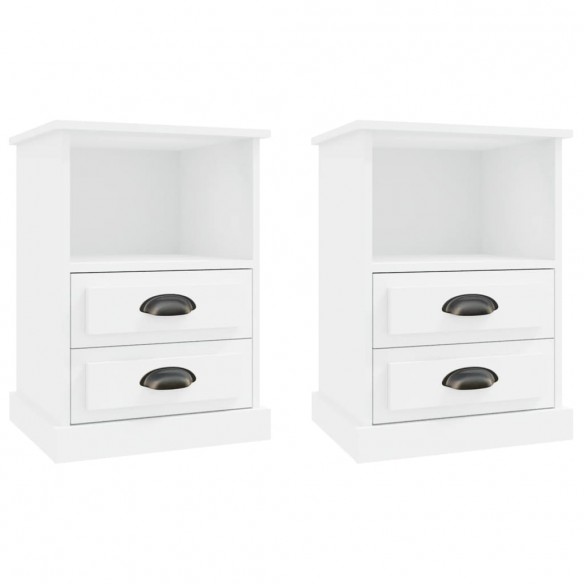 Tables de chevet 2 pcs blanc 43x36x60 cm