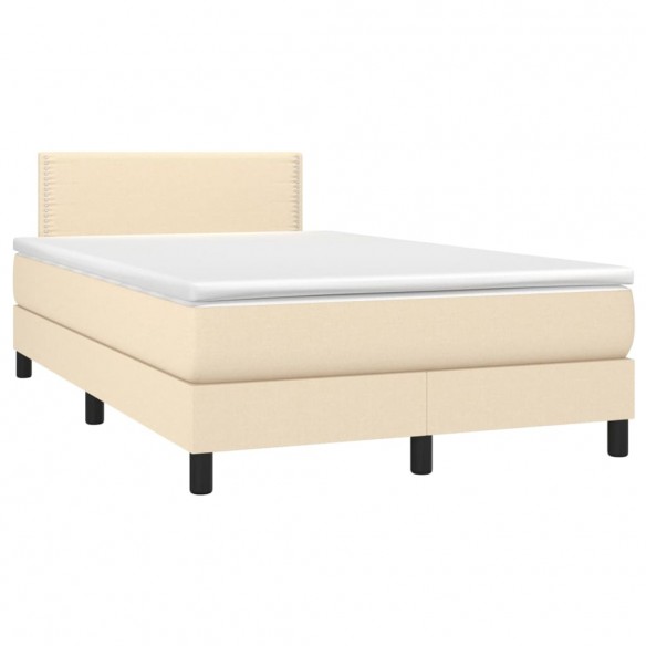 Cadre de lit avec matelas LED Crème 120x200 cm Tissu