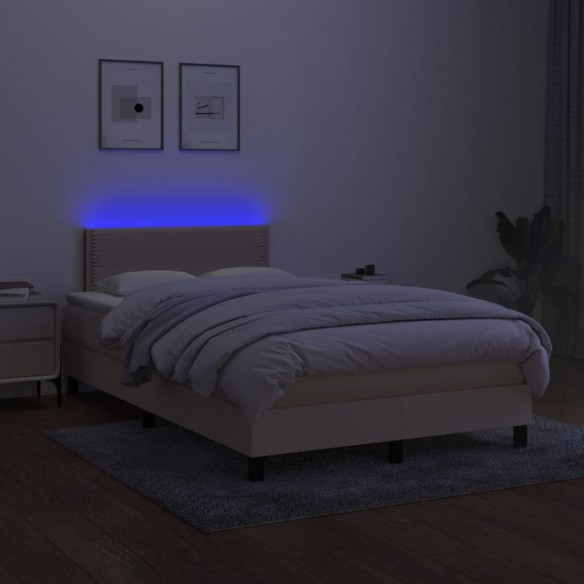 Cadre de lit avec matelas LED Crème 120x200 cm Tissu