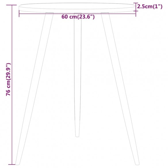 Table de bistro Gris Ø60x76 cm MDF et fer