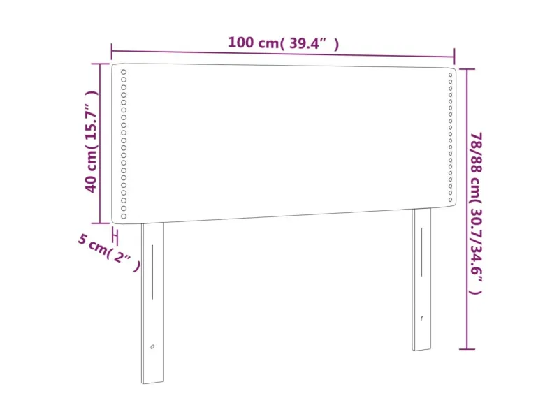Tête de lit Gris clair 100x5x78/88 cm Tissu