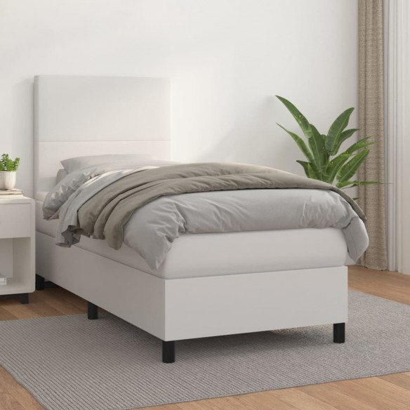 Cadre de lit avec matelas Blanc 90x190 cm Similicuir