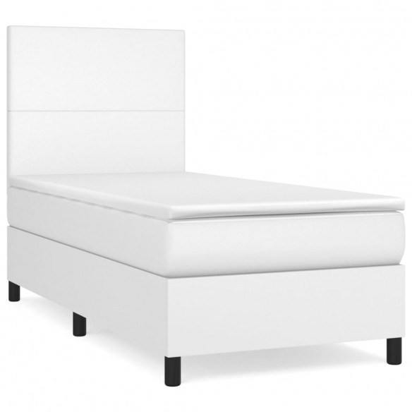 Cadre de lit avec matelas Blanc 90x190 cm Similicuir