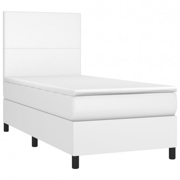 Cadre de lit avec matelas Blanc 90x190 cm Similicuir