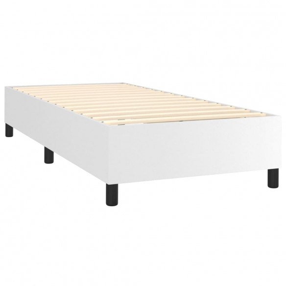 Cadre de lit avec matelas Blanc 90x190 cm Similicuir