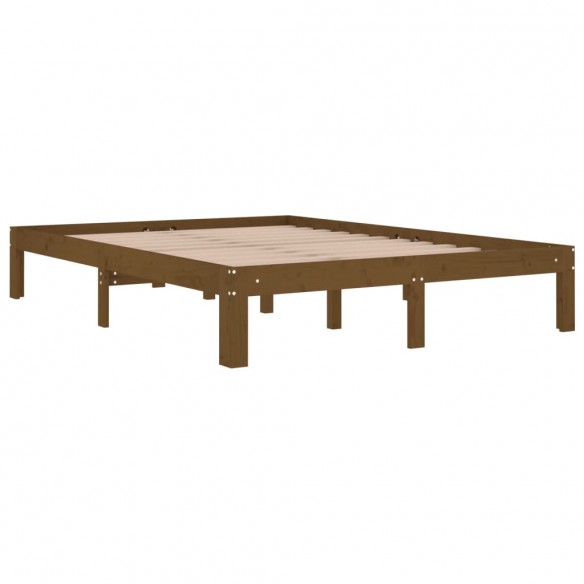 Cadre de lit Marron miel Bois massif 135x190 cm Double