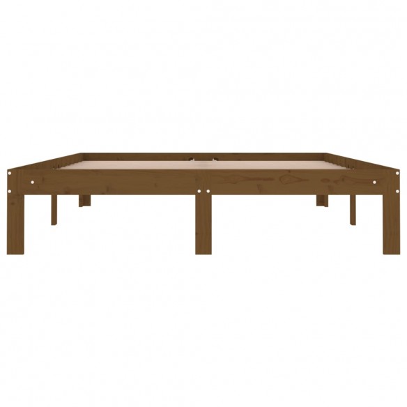 Cadre de lit Marron miel Bois massif 135x190 cm Double