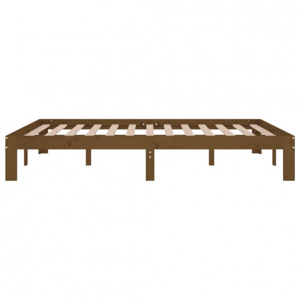 Cadre de lit Marron miel Bois massif 135x190 cm Double