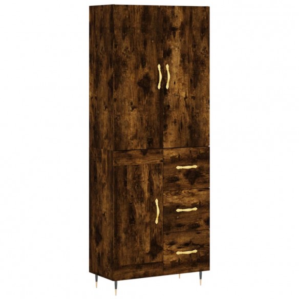 Buffet haut Chêne fumé 69,5x34x180 cm Bois d'ingénierie