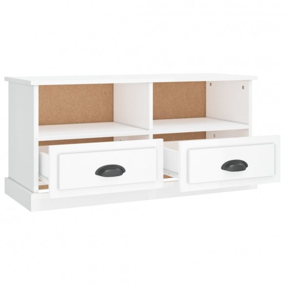 Meuble TV blanc brillant 93x35,5x45 cm bois d'ingénierie