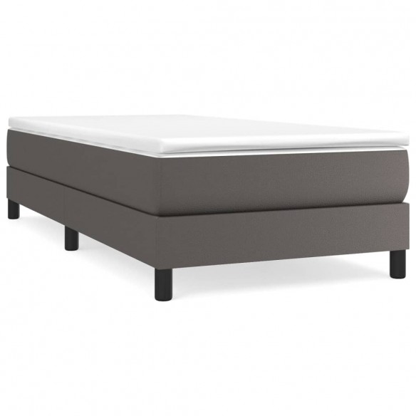 Cadre de lit avec matelas Gris 90x190 cm Similicuir