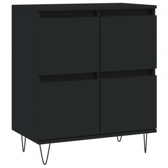 Buffets 3 pcs noir bois d'ingénierie