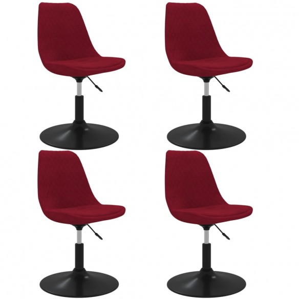 Chaises à dîner pivotantes 4 pcs Rouge bordeaux Velours