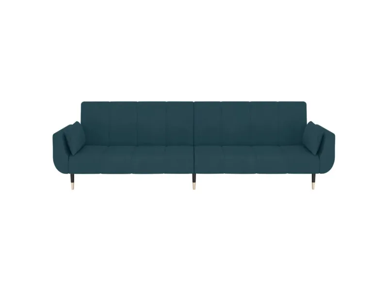 Canapé-lit à 2 places avec deux oreillers Bleu Velours