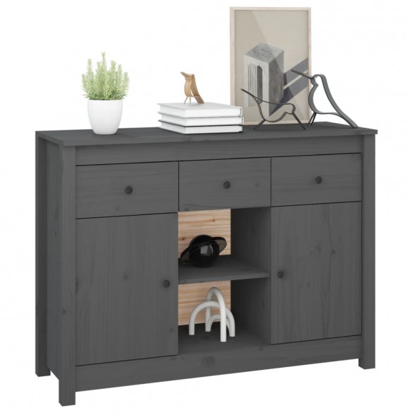 Buffet Gris 100x35x74,5 cm Bois massif de pin