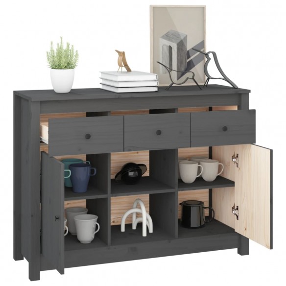 Buffet Gris 100x35x74,5 cm Bois massif de pin