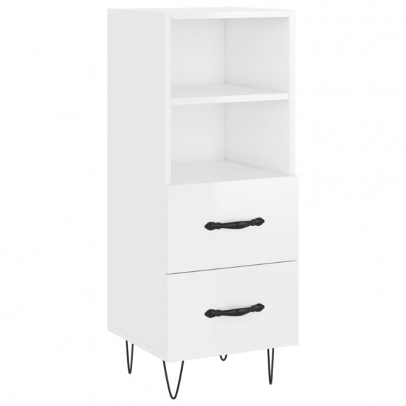 Buffet Blanc brillant 34,5x34x90 cm Bois d'ingénierie