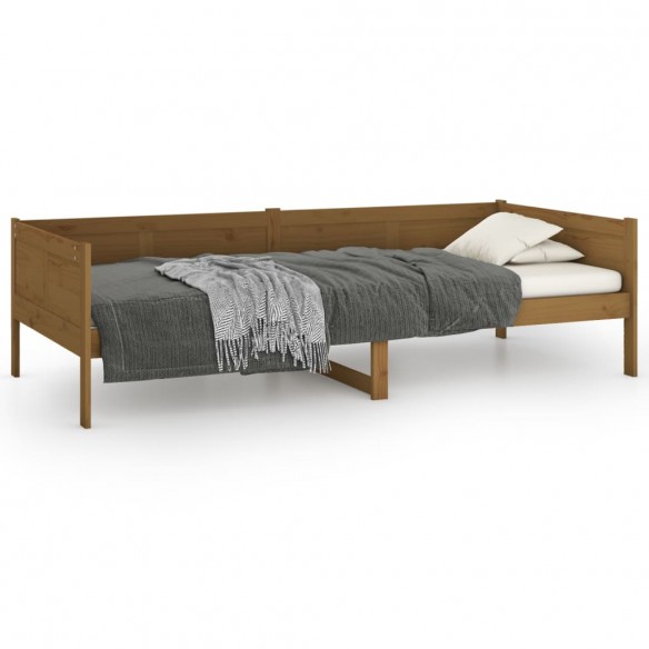 Lit de jour Marron miel Bois de pin massif 90x190 cm