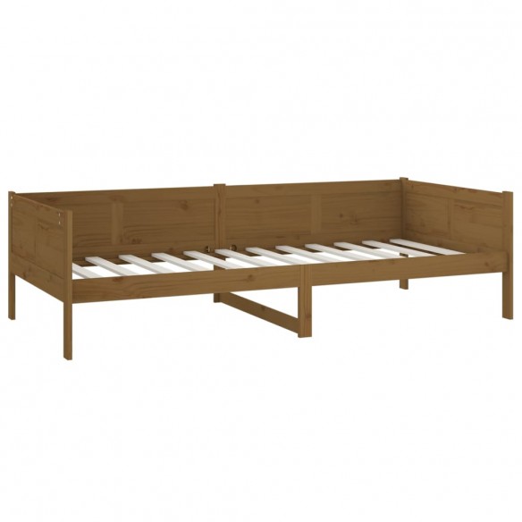 Lit de jour Marron miel Bois de pin massif 90x190 cm