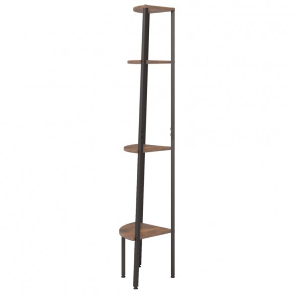 Étagère d'angle 4 niveaux Marron foncé et noir 45,5x31,5x150 cm