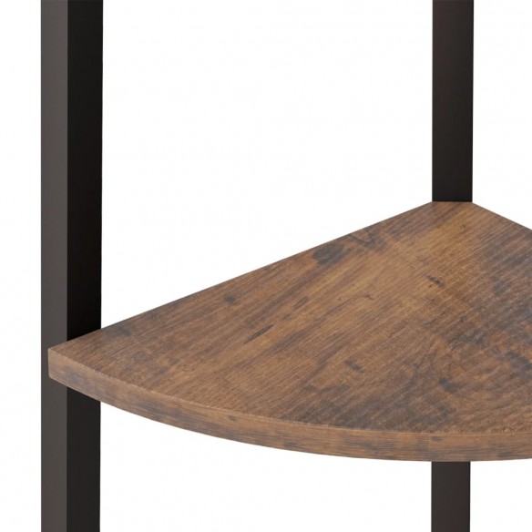 Étagère d'angle 4 niveaux Marron foncé et noir 45,5x31,5x150 cm