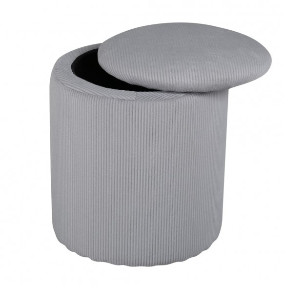 Venture Home Pouf Limpen 32x32x40 cm Velours côtelé Gris