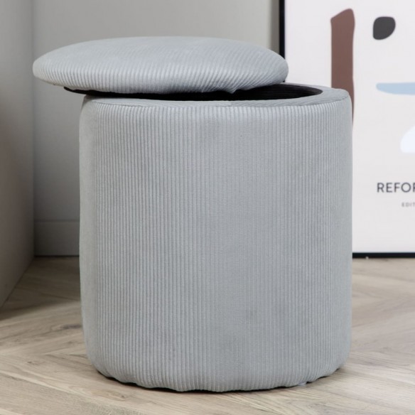 Venture Home Pouf Limpen 32x32x40 cm Velours côtelé Gris