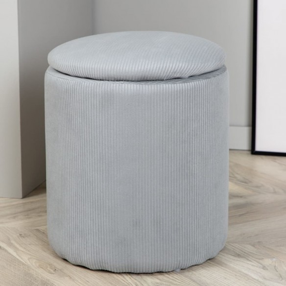 Venture Home Pouf Limpen 32x32x40 cm Velours côtelé Gris