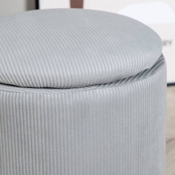 Venture Home Pouf Limpen 32x32x40 cm Velours côtelé Gris