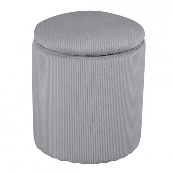 Venture Home Pouf Limpen 32x32x40 cm Velours côtelé Gris