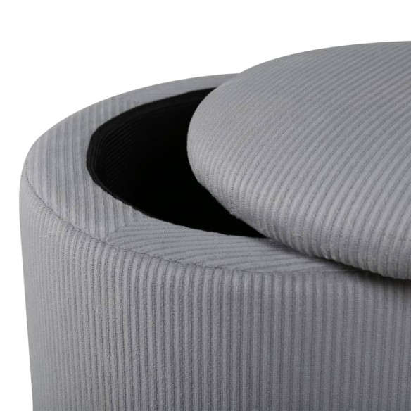 Venture Home Pouf Limpen 32x32x40 cm Velours côtelé Gris