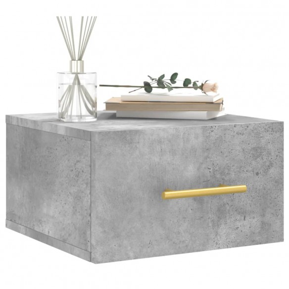 Table de chevet murale gris béton 35x35x20 cm