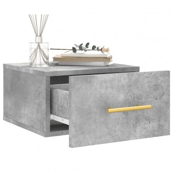 Table de chevet murale gris béton 35x35x20 cm