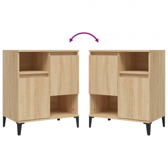 Buffets 2 pcs chêne sonoma 60x35x70 cm bois d'ingénierie