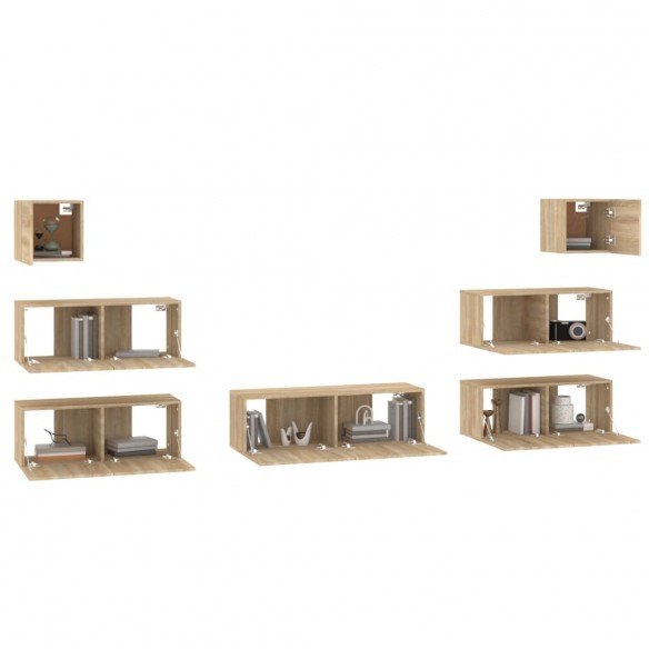 Ensemble de meubles TV 7 pcs Chêne sonoma Bois d'ingénierie