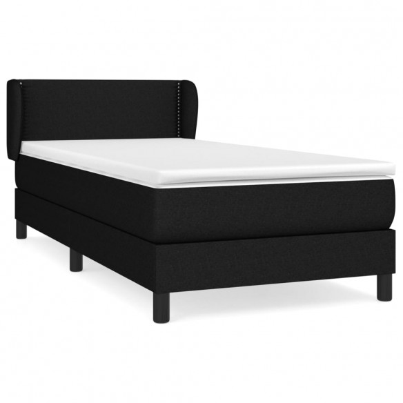 Cadre de lit avec matelas Noir 100x200 cm Tissu