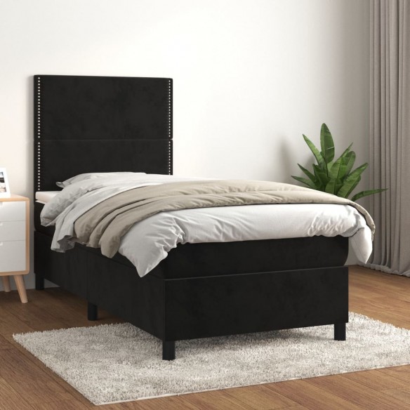 Cadre de lit et matelas Noir 80x200 cm Velours