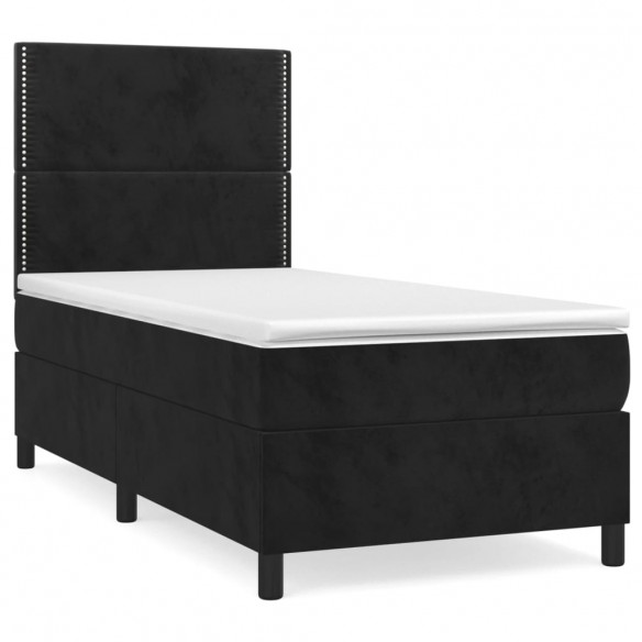 Cadre de lit et matelas Noir 80x200 cm Velours