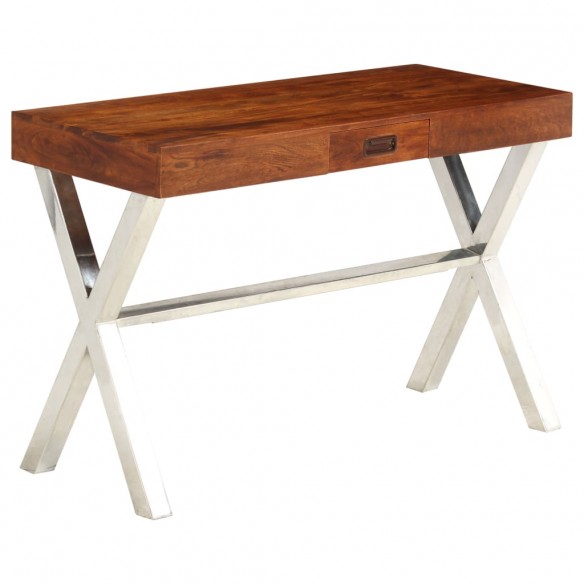 Bureau Bois d'acacia solide avec finition miel 110x50x76 cm